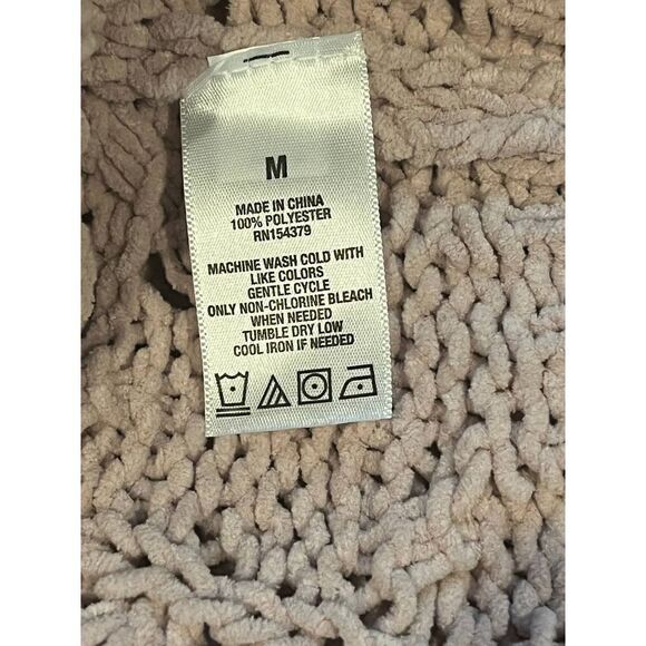 Open Knit Long Sleeve Sweater Textured Pullover Relaxed Fit Pink - Picture 5 of 5